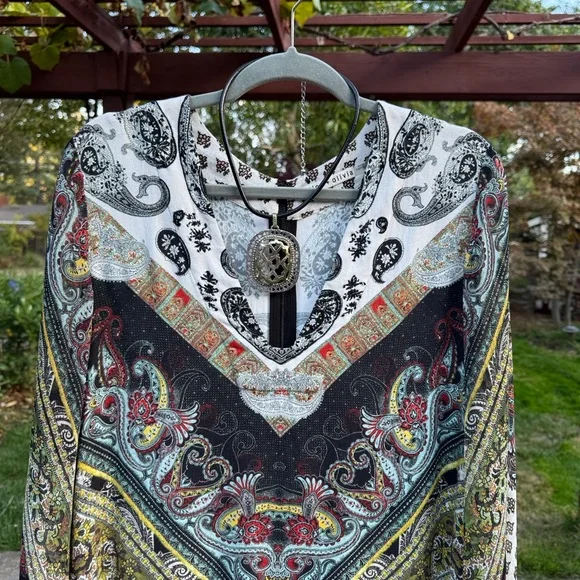 🩷 Alice + Olivia; Beautiful, Unique Design, 3/4 Length Sleeve Short Dress, Sz. L - Picture 3 of 11